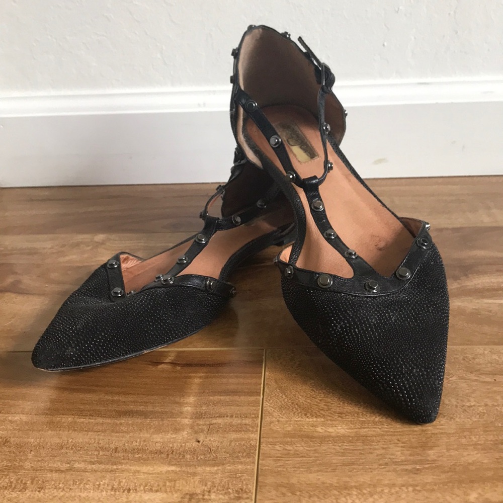 Halogen black leather studded flats!